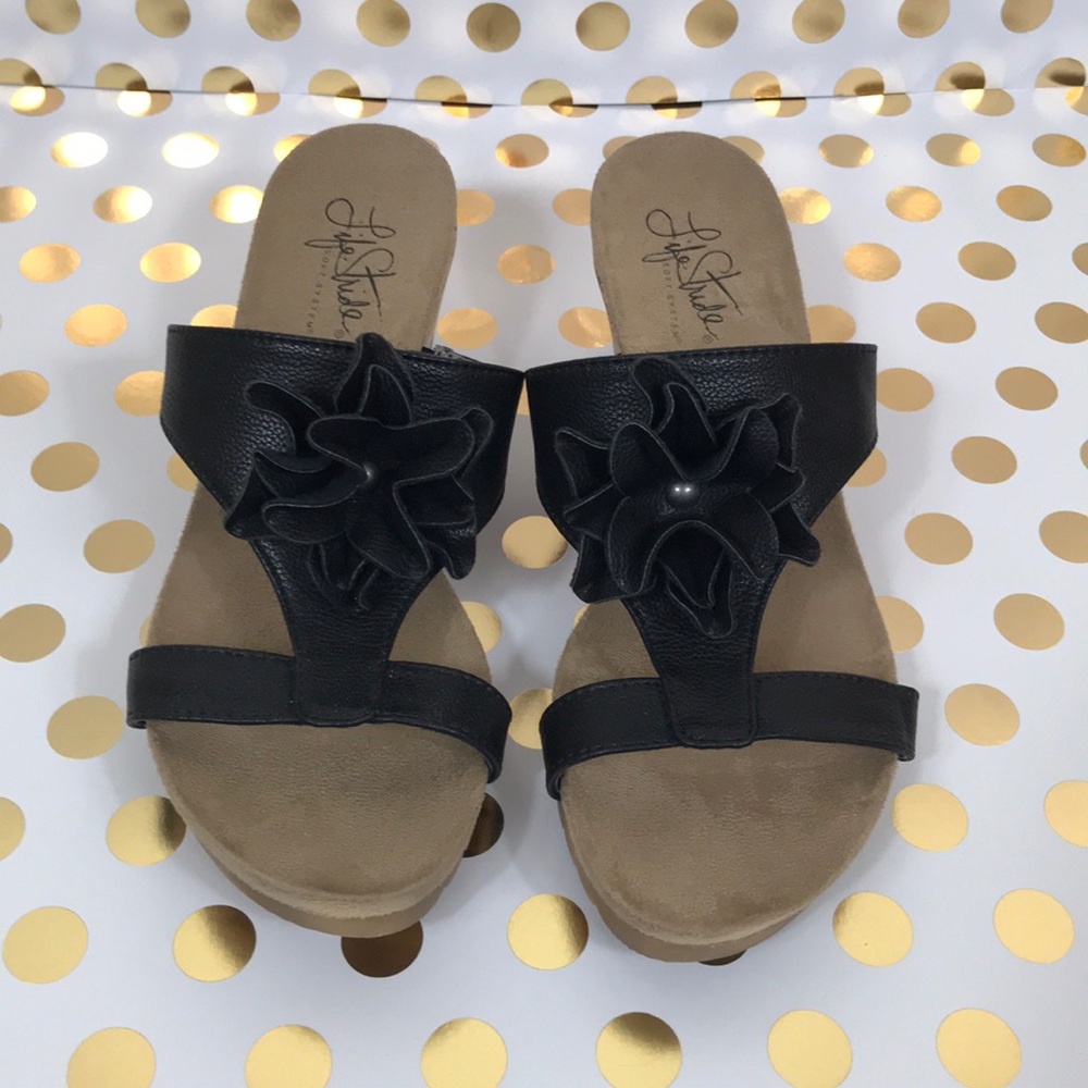 LifeStride Sandal Black Sz 6.5 Notice NWB